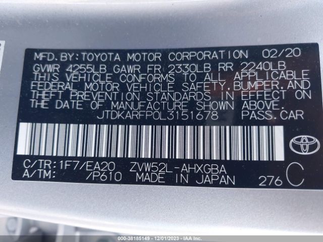 Photo 8 VIN: JTDKARFP0L3151678 - TOYOTA PRIUS PRIME 