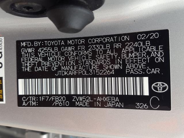 Photo 9 VIN: JTDKARFP0L3152264 - TOYOTA PRIUS PRIM 