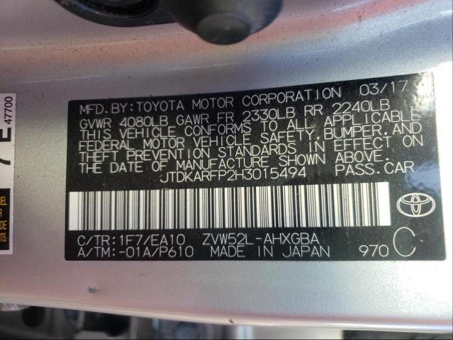 Photo 9 VIN: JTDKARFP2H3015494 - TOYOTA PRIUS PRIM 