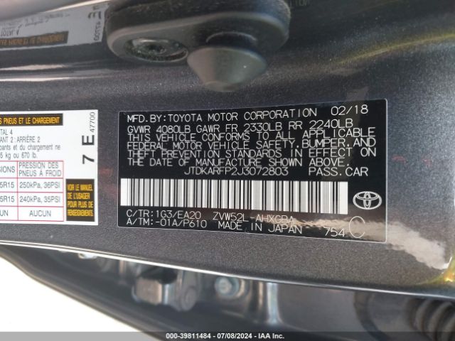 Photo 8 VIN: JTDKARFP2J3072803 - TOYOTA PRIUS PRIME 