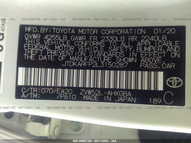 Photo 8 VIN: JTDKARFP2L3150287 - TOYOTA PRIUS PRIME 