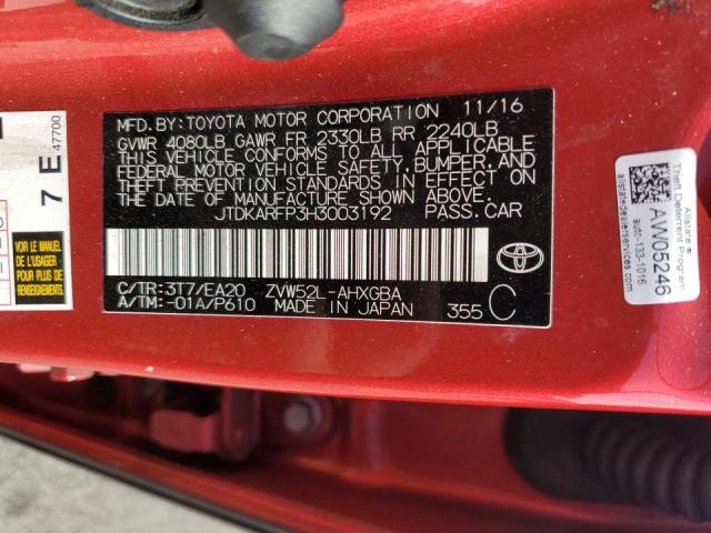 Photo 9 VIN: JTDKARFP3H3003192 - TOYOTA PRIUS PRIM 