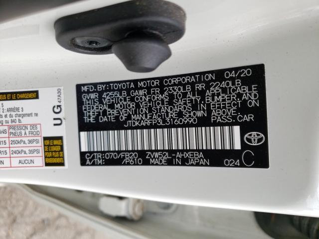 Photo 9 VIN: JTDKARFP3L3160990 - TOYOTA PRIUS PRIM 