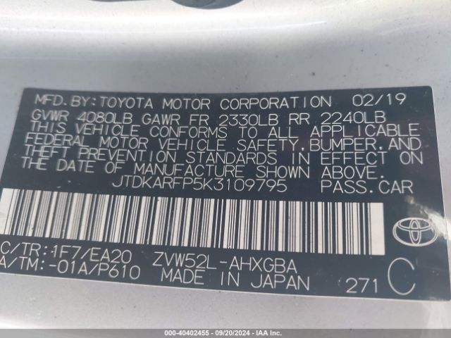 Photo 8 VIN: JTDKARFP5K3109795 - TOYOTA PRIUS PRIME 