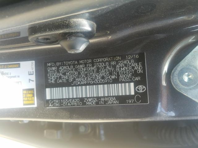 Photo 9 VIN: JTDKARFP6H3005910 - TOYOTA PRIUS PRIM 