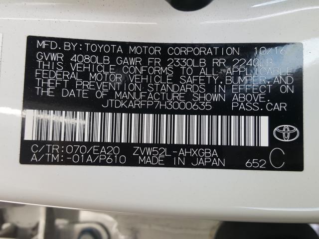 Photo 9 VIN: JTDKARFP7H3000635 - TOYOTA PRIUS PRIM 