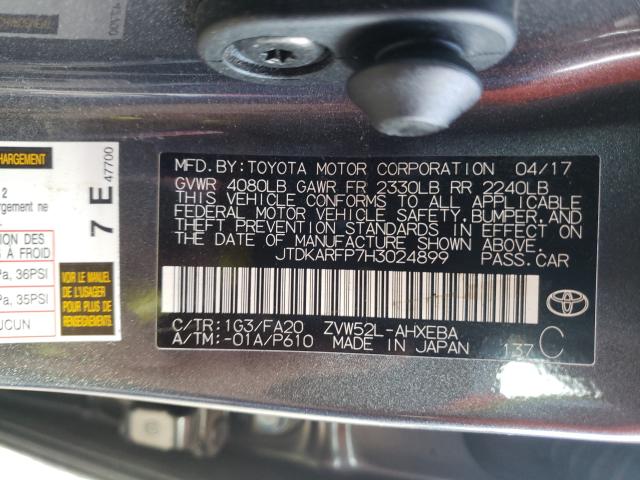 Photo 9 VIN: JTDKARFP7H3024899 - TOYOTA PRIUS PRIM 