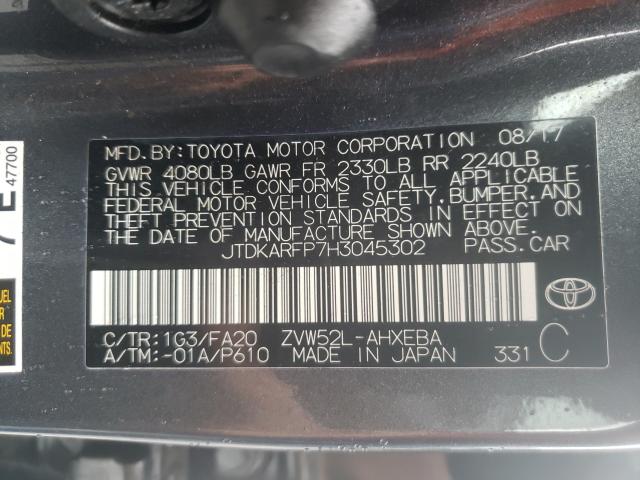 Photo 9 VIN: JTDKARFP7H3045302 - TOYOTA PRIUS PRIM 