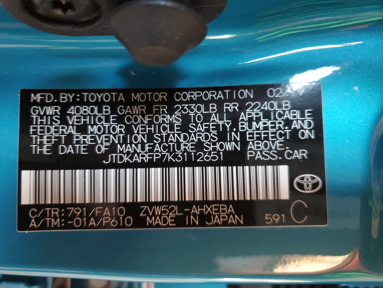 Photo 11 VIN: JTDKARFP7K3112651 - TOYOTA PRIUS 