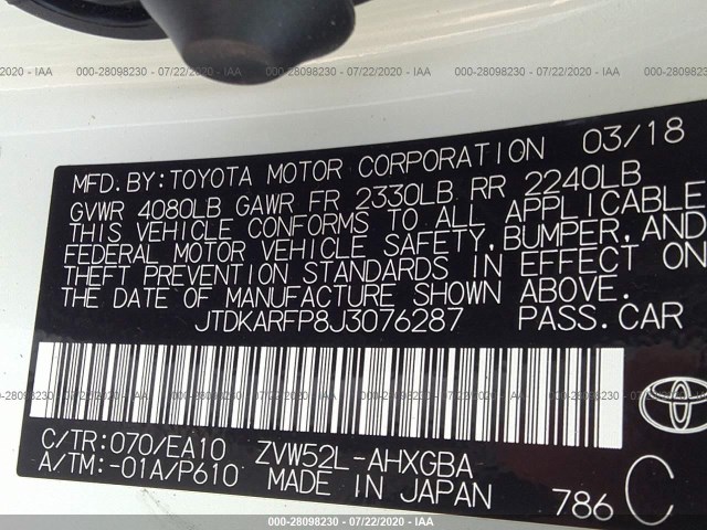 Photo 8 VIN: JTDKARFP8J3076287 - TOYOTA PRIUS PRIME 