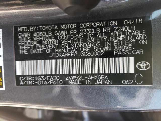 Photo 9 VIN: JTDKARFP8J3080002 - TOYOTA PRIUS PRIM 