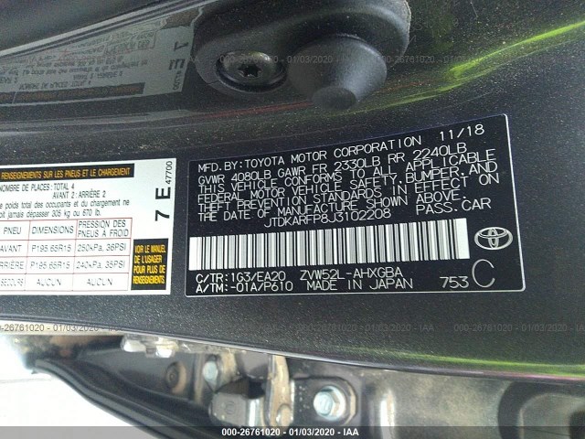 Photo 8 VIN: JTDKARFP8J3102208 - TOYOTA PRIUS PRIME 