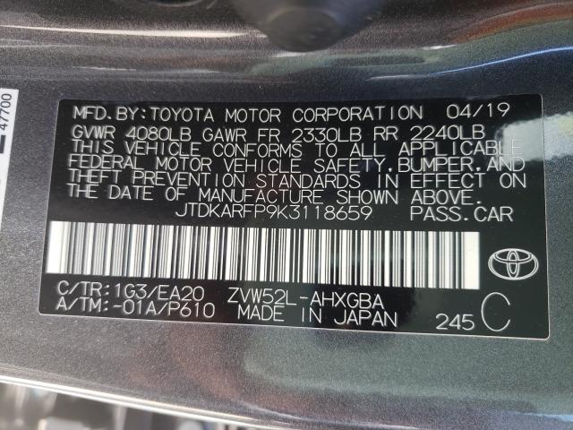 Photo 9 VIN: JTDKARFP9K3118659 - TOYOTA PRIUS PRIM 