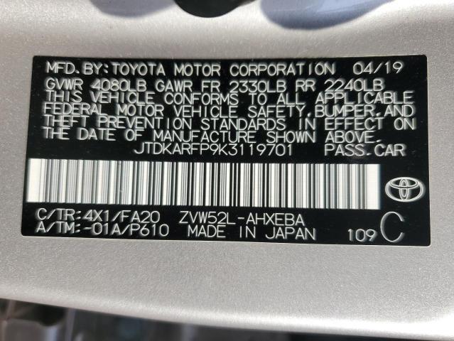 Photo 12 VIN: JTDKARFP9K3119701 - TOYOTA PRIUS PRIM 