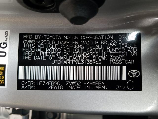 Photo 9 VIN: JTDKARFP9L3138962 - TOYOTA PRIUS PRIM 