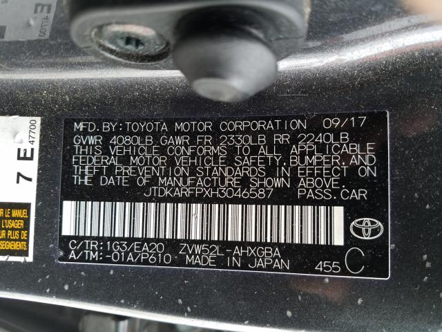 Photo 9 VIN: JTDKARFPXH3046587 - TOYOTA PRIUS PRIM 