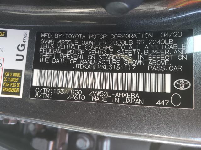 Photo 9 VIN: JTDKARFPXL3161117 - TOYOTA PRIUS PRIM 