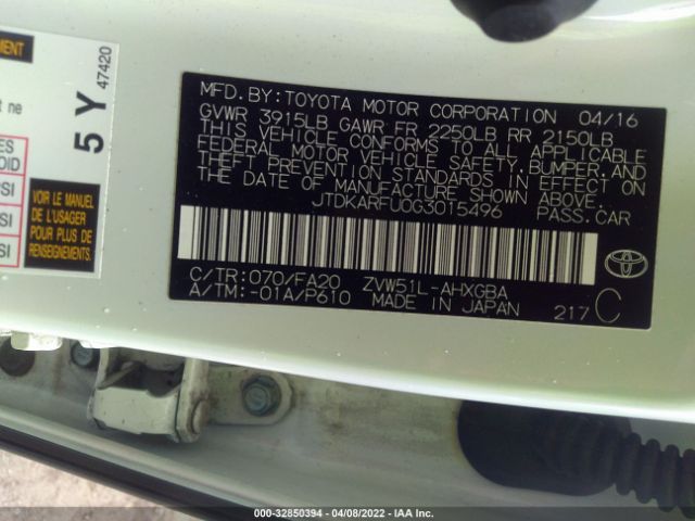 Photo 8 VIN: JTDKARFU0G3015496 - TOYOTA PRIUS 