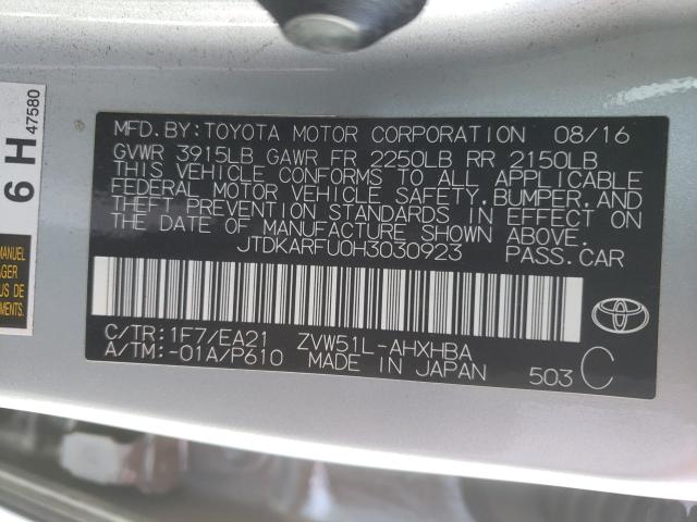 Photo 9 VIN: JTDKARFU0H3030923 - TOYOTA PRIUS 