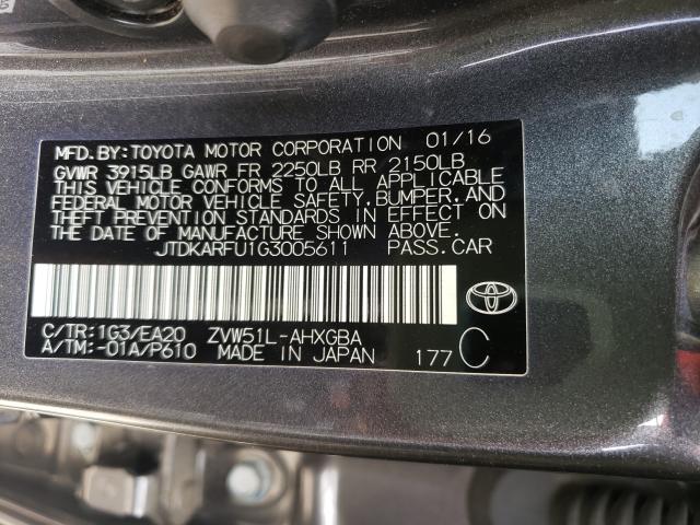 Photo 9 VIN: JTDKARFU1G3005611 - TOYOTA PRIUS 