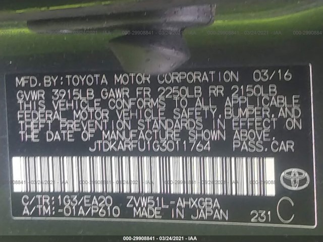 Photo 8 VIN: JTDKARFU1G3011764 - TOYOTA PRIUS 