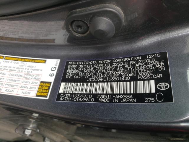 Photo 9 VIN: JTDKARFU1G3501430 - TOYOTA PRIUS 