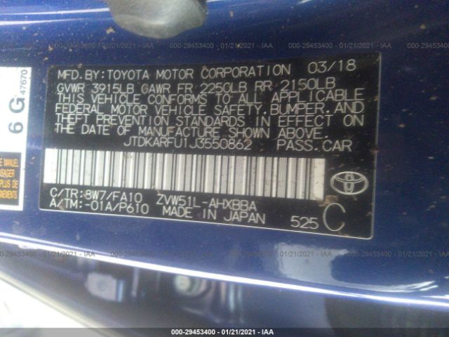 Photo 8 VIN: JTDKARFU1J3550862 - TOYOTA PRIUS 