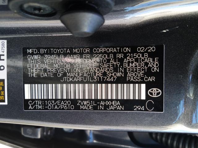 Photo 9 VIN: JTDKARFU1L3117447 - TOYOTA PRIUS L 