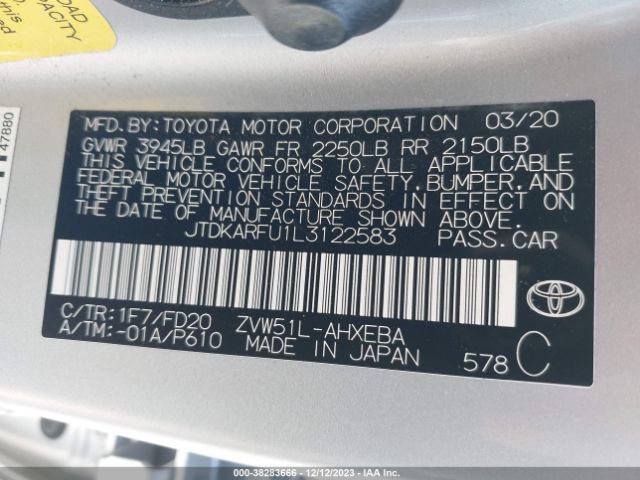 Photo 8 VIN: JTDKARFU1L3122583 - TOYOTA PRIUS 