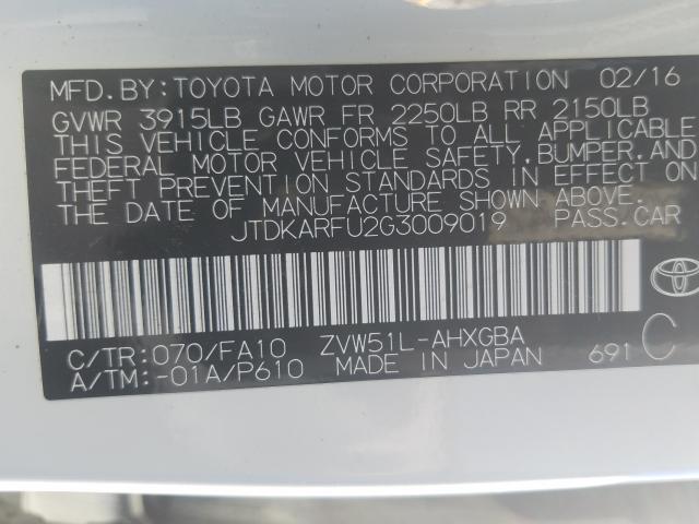 Photo 9 VIN: JTDKARFU2G3009019 - TOYOTA PRIUS 