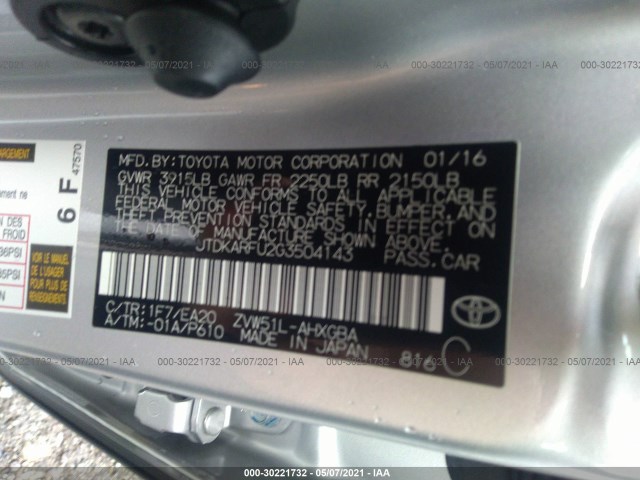 Photo 8 VIN: JTDKARFU2G3504143 - TOYOTA PRIUS 