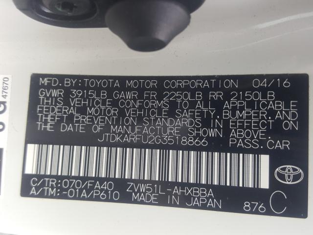 Photo 9 VIN: JTDKARFU2G3518866 - TOYOTA PRIUS 