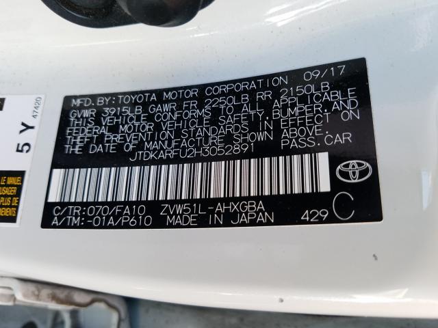 Photo 9 VIN: JTDKARFU2H3052891 - TOYOTA PRIUS 