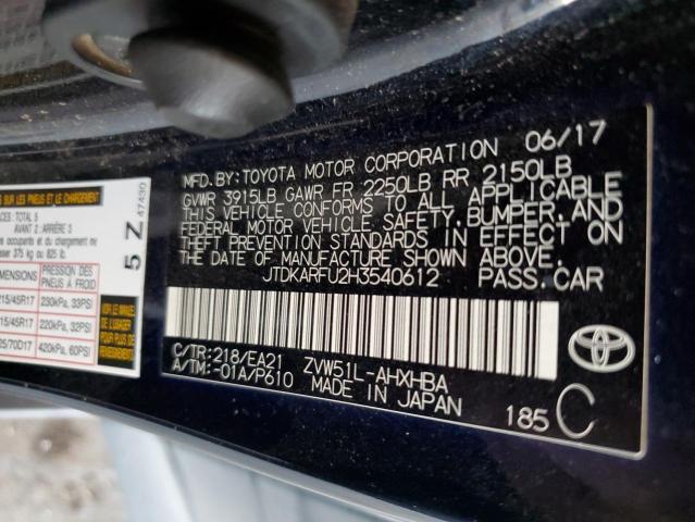 Photo 11 VIN: JTDKARFU2H3540612 - TOYOTA PRIUS 