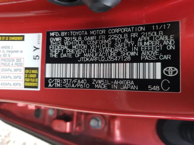 Photo 9 VIN: JTDKARFU2J3547128 - TOYOTA PRIUS 