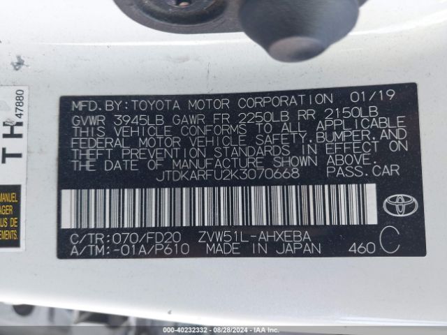 Photo 8 VIN: JTDKARFU2K3070668 - TOYOTA PRIUS 