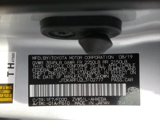 Photo 9 VIN: JTDKARFU2L3102777 - TOYOTA PRIUS L 