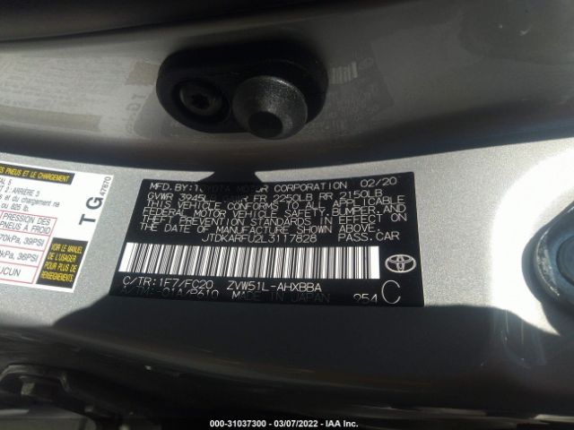 Photo 8 VIN: JTDKARFU2L3117828 - TOYOTA PRIUS 