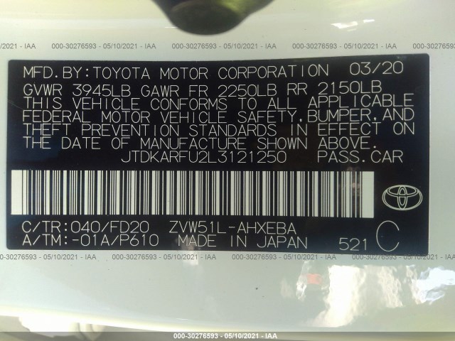 Photo 8 VIN: JTDKARFU2L3121250 - TOYOTA PRIUS 