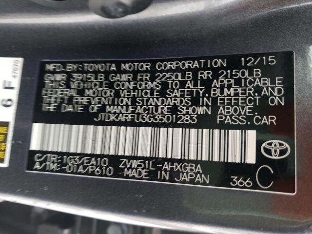 Photo 9 VIN: JTDKARFU3G3501283 - TOYOTA PRIUS 