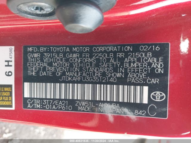 Photo 8 VIN: JTDKARFU3G3512140 - TOYOTA PRIUS 