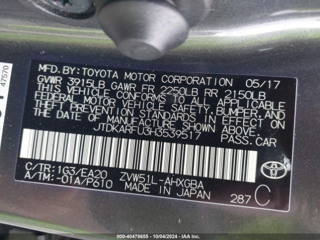 Photo 8 VIN: JTDKARFU3H3539517 - TOYOTA PRIUS 