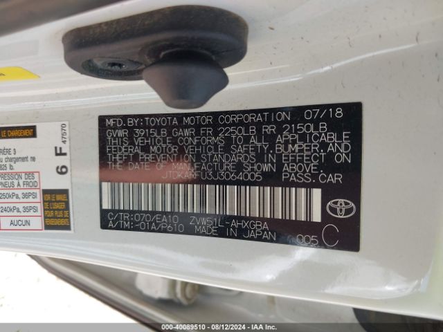 Photo 8 VIN: JTDKARFU3J3064005 - TOYOTA PRIUS 