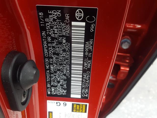 Photo 9 VIN: JTDKARFU3J3067552 - TOYOTA PRIUS 