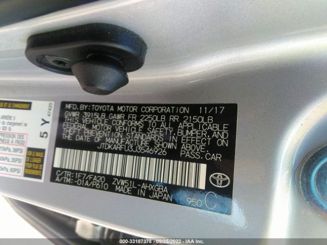 Photo 8 VIN: JTDKARFU3J3546926 - TOYOTA PRIUS 