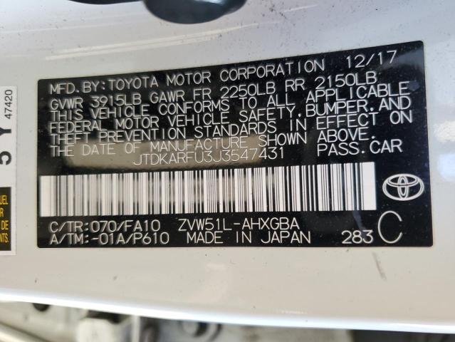 Photo 11 VIN: JTDKARFU3J3547431 - TOYOTA PRIUS 