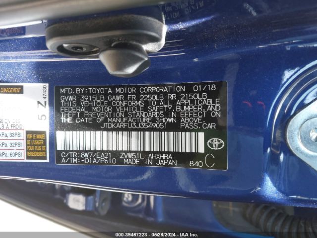 Photo 8 VIN: JTDKARFU3J3549051 - TOYOTA PRIUS 