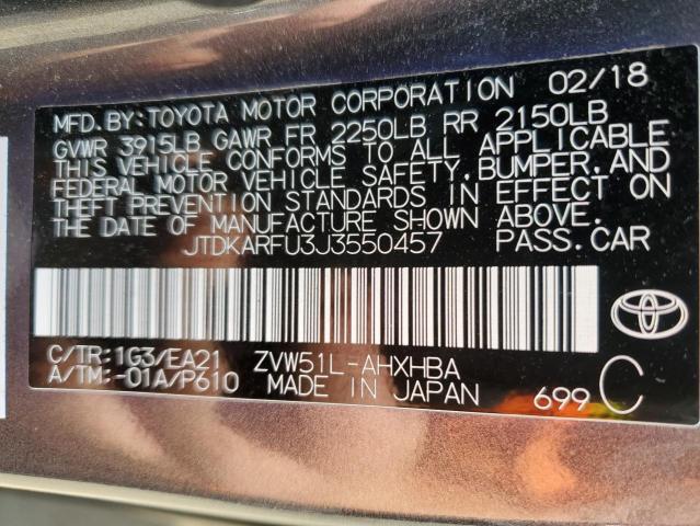 Photo 12 VIN: JTDKARFU3J3550457 - TOYOTA PRIUS 