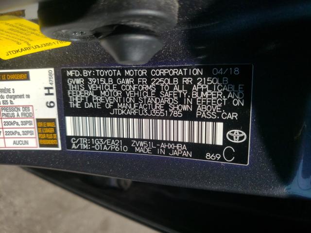 Photo 9 VIN: JTDKARFU3J3551785 - TOYOTA PRIUS 