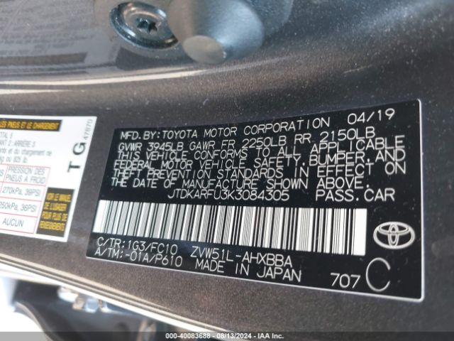 Photo 8 VIN: JTDKARFU3K3084305 - TOYOTA PRIUS 